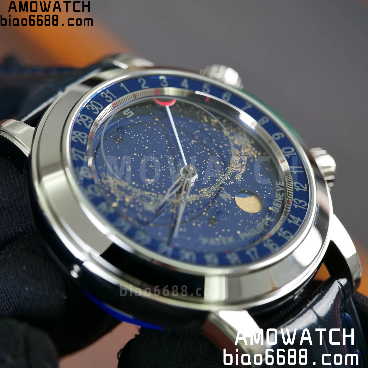 PP Grand Complications 6102 SS PPF 1:1 Best Edition Blue Dial on Blue Leather Strap SA240 Super Clone 118 c1b36085a1ac711 AMO Watch