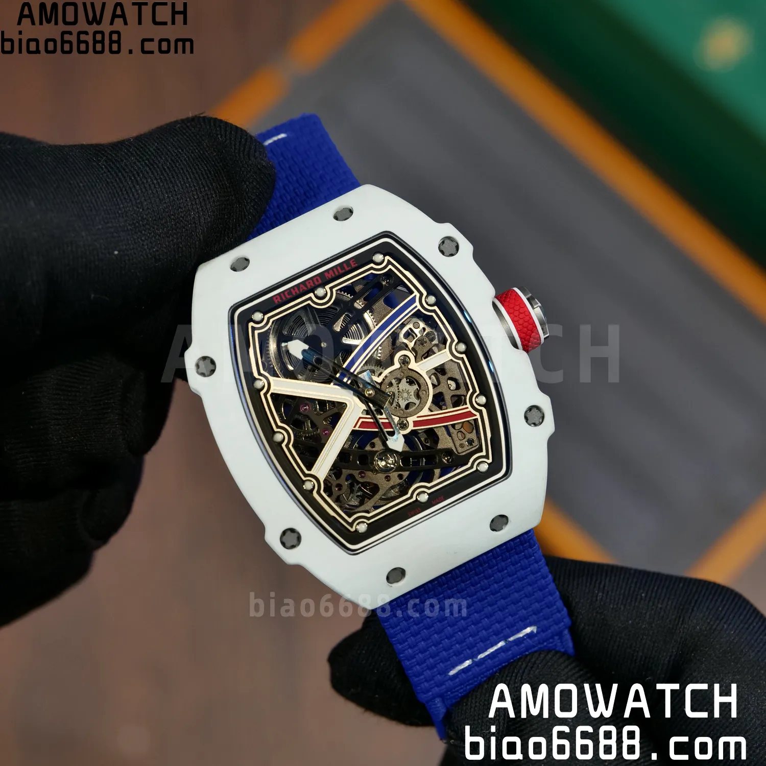 RICHARD MILLE RM67-02 White NTPT Best Edition France Dial on Blue Nylon strap CRMA7 Clone V10 78 c86ba87c717c699 AMO Watch