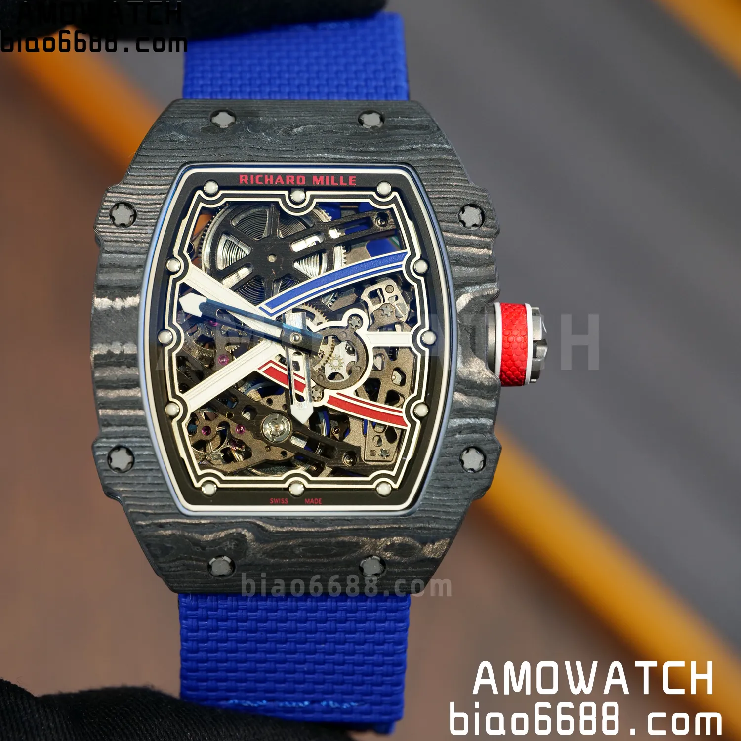 RICHARD MILLE RM67-02 Black NTPT Best Edition France Dial on Blue Nylon strap CRMA7 Clone V10 89 d0fb9da7cf9f75c AMO Watch