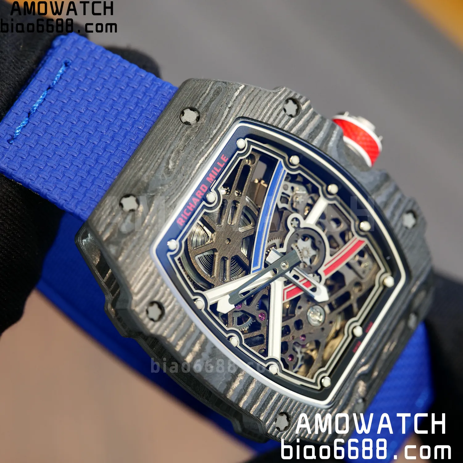 RICHARD MILLE RM67-02 Black NTPT Best Edition France Dial on Blue Nylon strap CRMA7 Clone V10 96 ddcc3675b0cdd44 AMO Watch