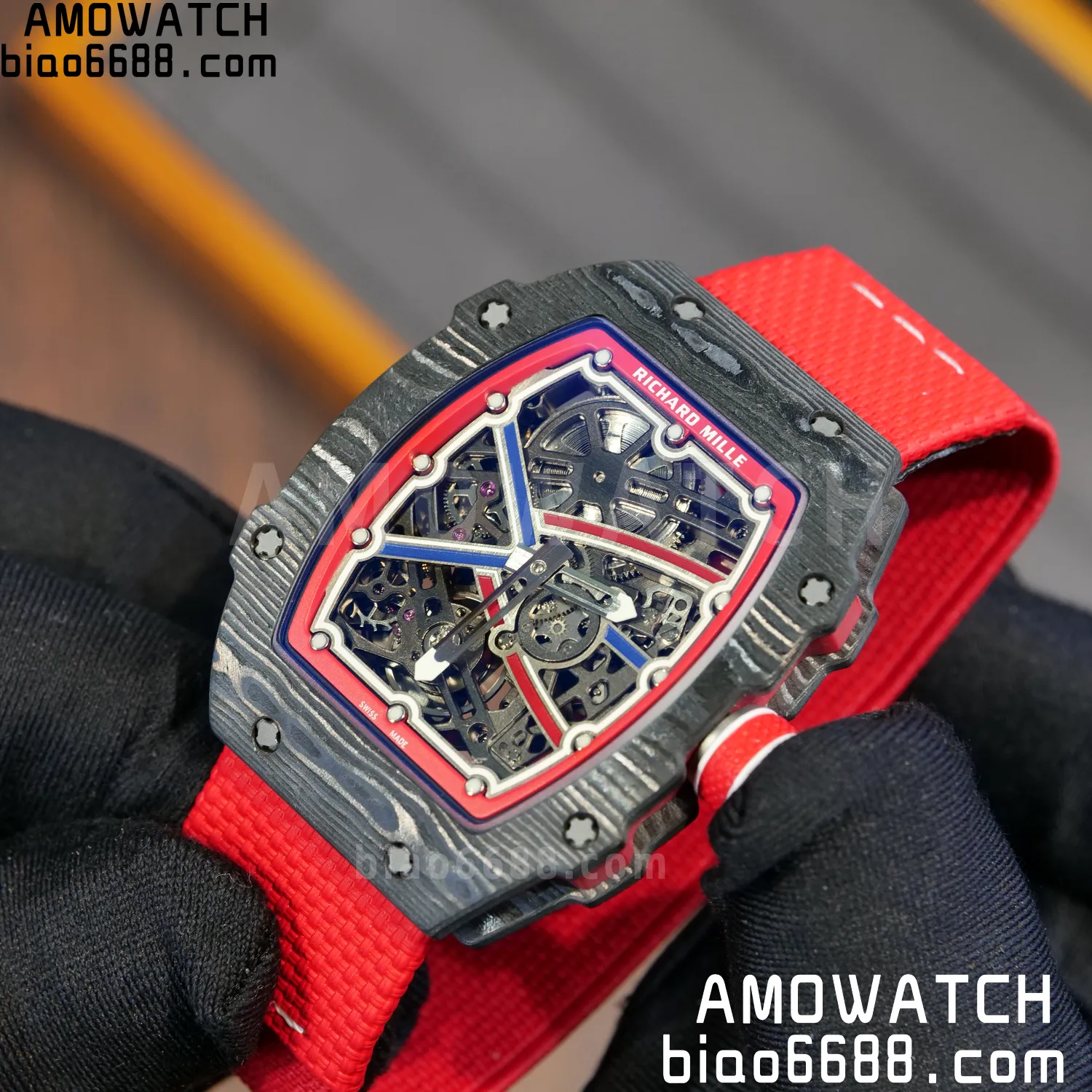 RICHARD MILLE RM67-02 Black NTPT Best Edition Norway Dial on Red Nylon strap CRMA7 Clone V10 98 e1075f1b2c22847 AMO Watch