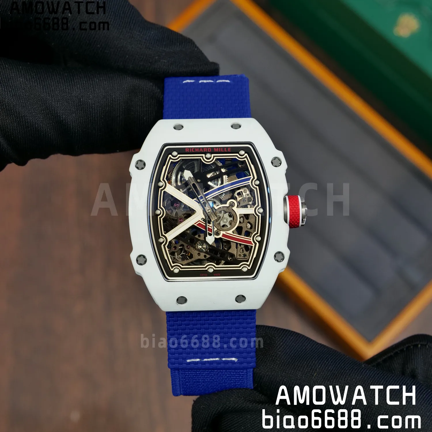 RICHARD MILLE RM67-02 White NTPT Best Edition France Dial on Blue Nylon strap CRMA7 Clone V10 82 e5072b21cf3ae98 AMO Watch