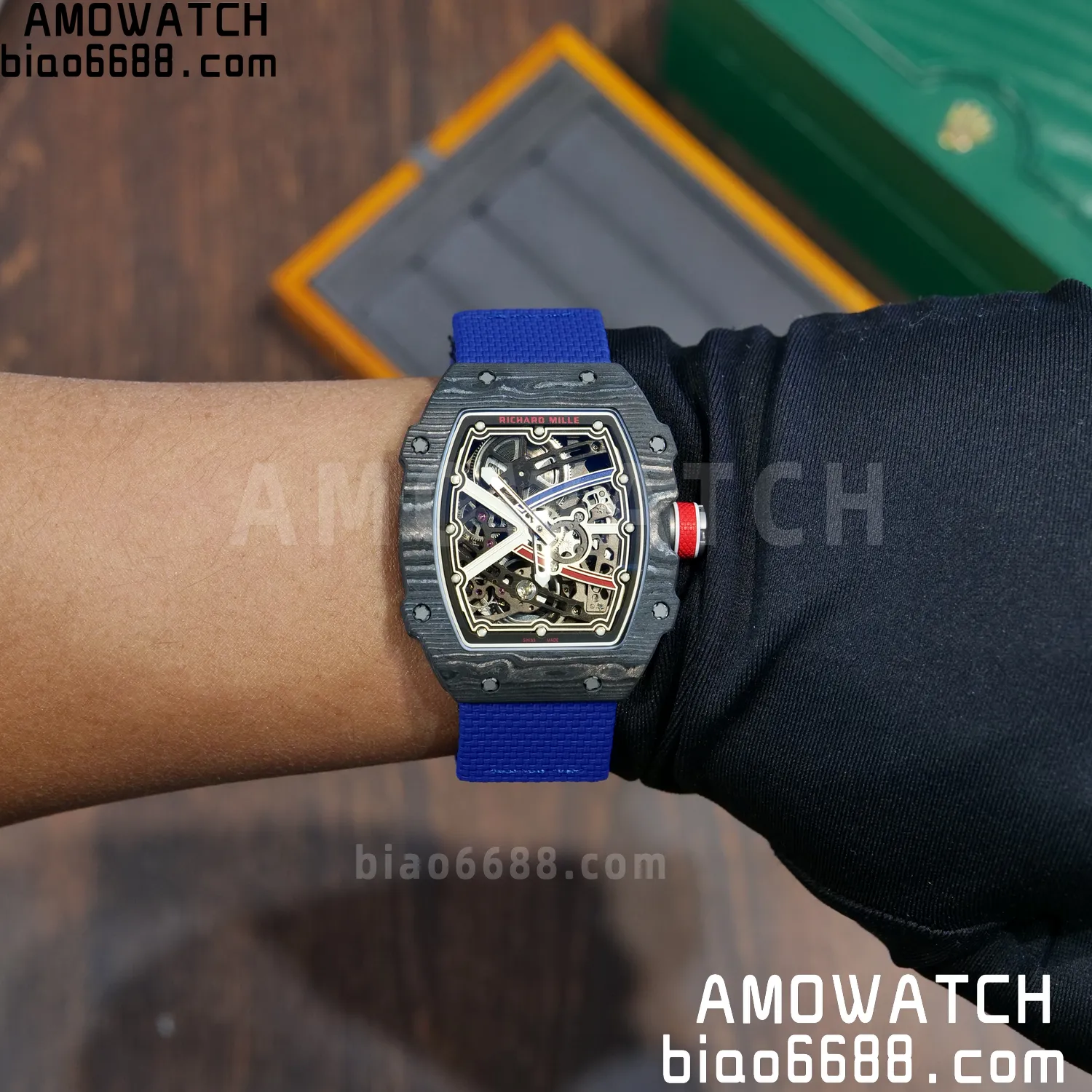 RICHARD MILLE RM67-02 Black NTPT Best Edition France Dial on Blue Nylon strap CRMA7 Clone V10 116 ebcbba72382f1ca AMO Watch