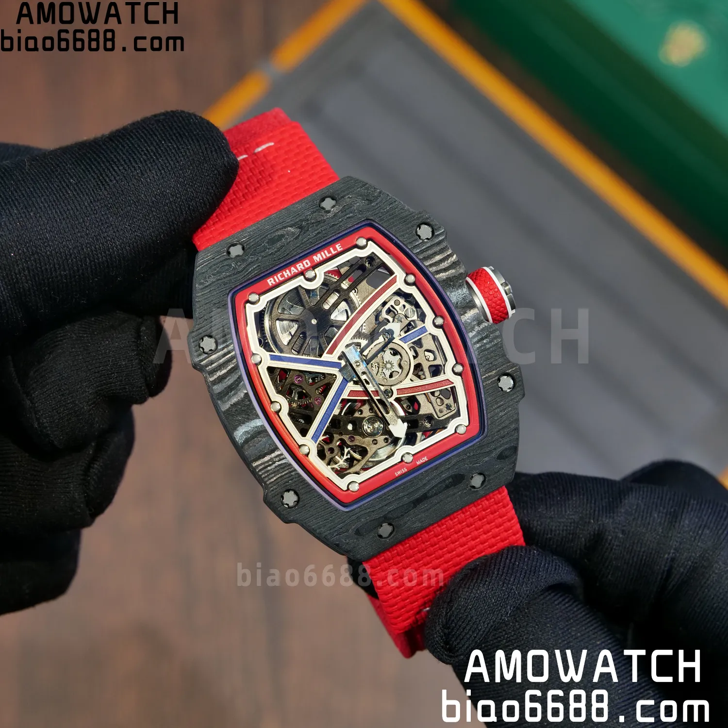 RICHARD MILLE RM67-02 Black NTPT Best Edition Norway Dial on Red Nylon strap CRMA7 Clone V10 88 ff1dfa6b66606bf AMO Watch