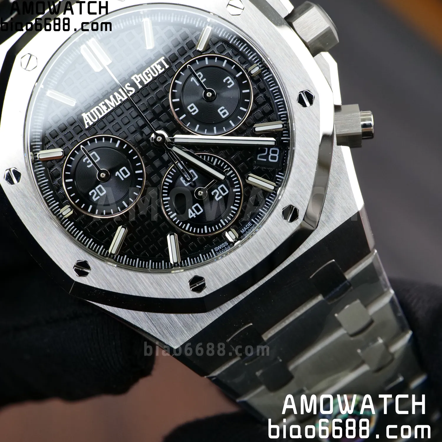 AP Royal Oak Chrono 26240 SS APSF 1:1 Best Edition Black Dial on SS Bracelet SA4401 Super Clone V2 (Free Sprung) 87 174a1028e7c1257 AMO Watch
