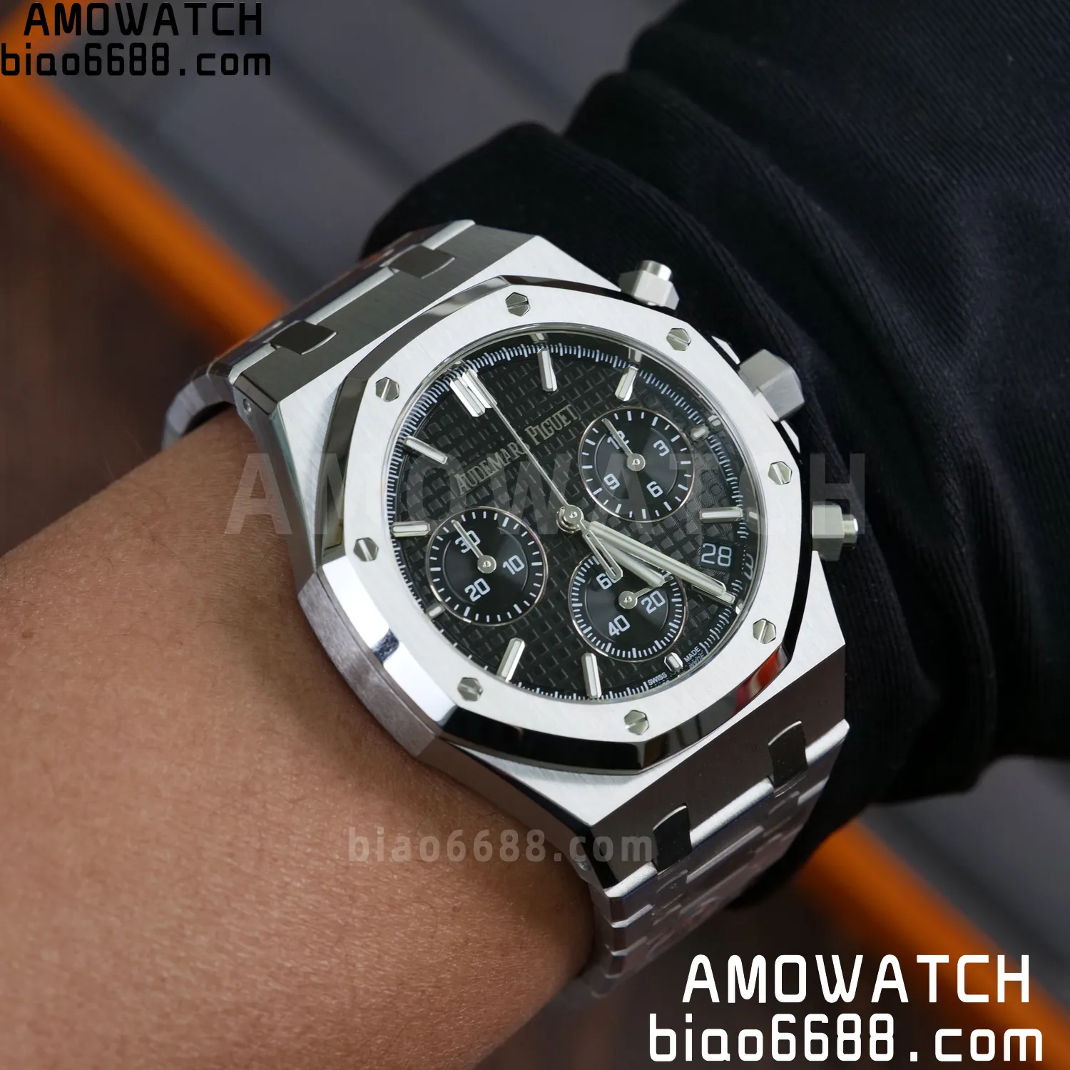 AP Royal Oak Chrono 26240 SS APSF 1:1 Best Edition Black Dial on SS Bracelet SA4401 Super Clone V2 (Free Sprung) 99 23e5fb546b09b63 AMO Watch