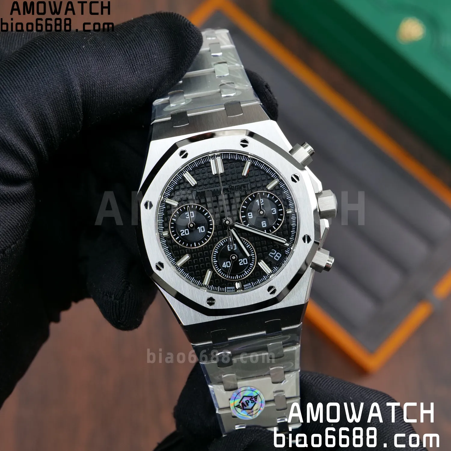AP Royal Oak Chrono 26240 SS APSF 1:1 Best Edition Black Dial on SS Bracelet SA4401 Super Clone V2 (Free Sprung) 73 54678e4e139b8a0 AMO Watch