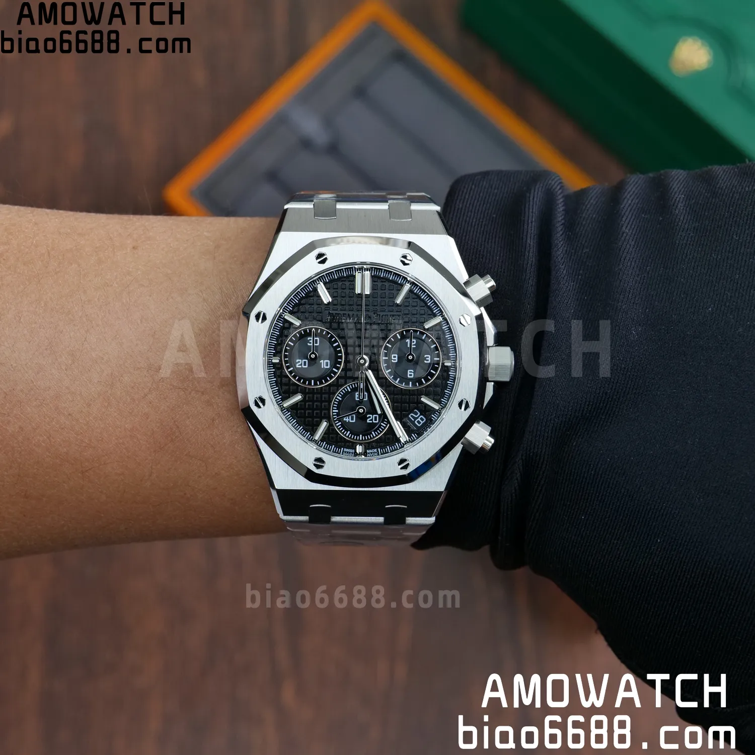 AP Royal Oak Chrono 26240 SS APSF 1:1 Best Edition Black Dial on SS Bracelet SA4401 Super Clone V2 (Free Sprung) 101 8106e197f0d7a4a AMO Watch