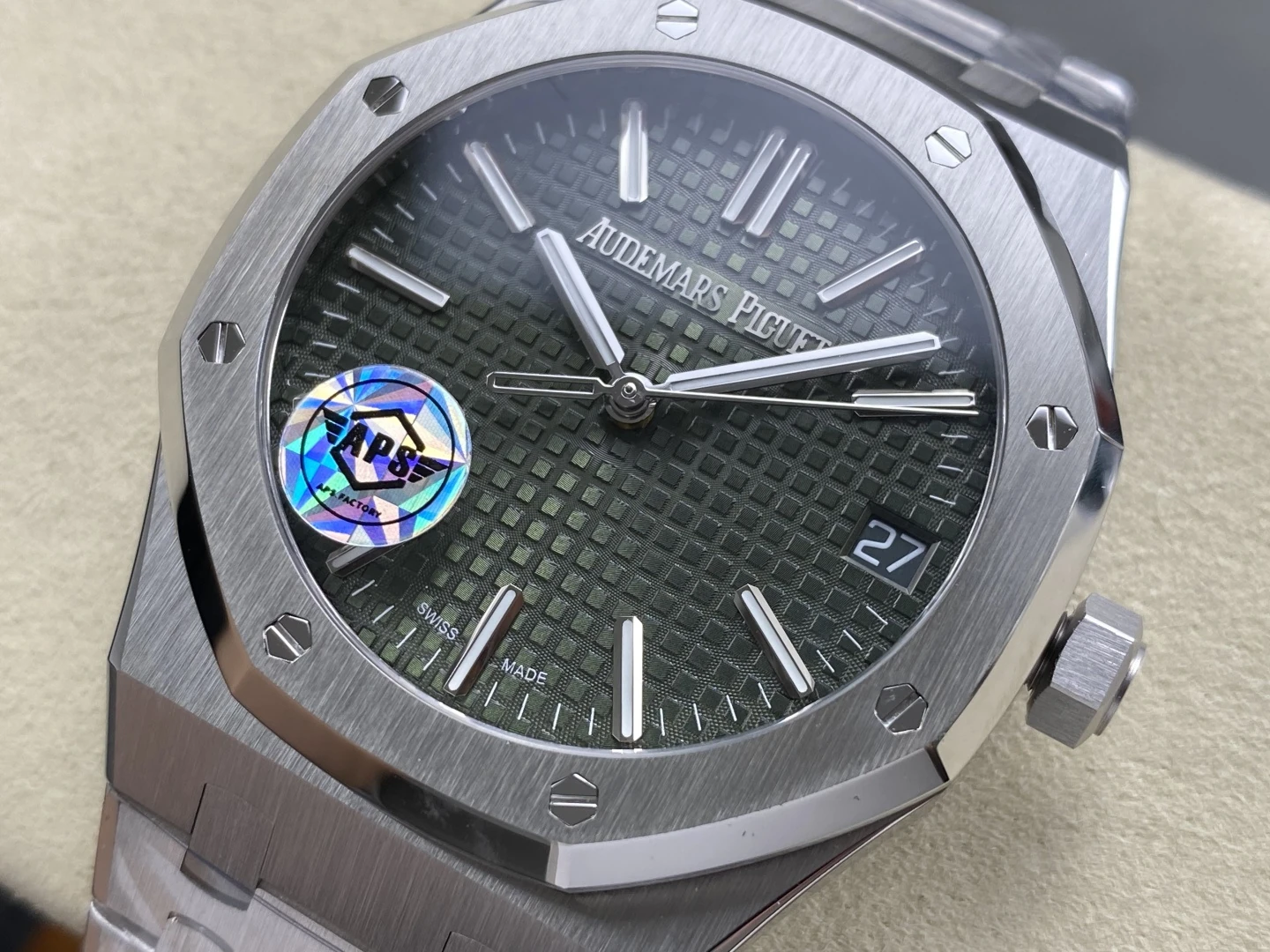 AP Royal Oak 41mm 15510ST SS APS Factory 1:1 Best Edition Green Dial on SS Bracelet SA4302 Super Clone 28 965aa5a7a9c3f53 AMO Watch