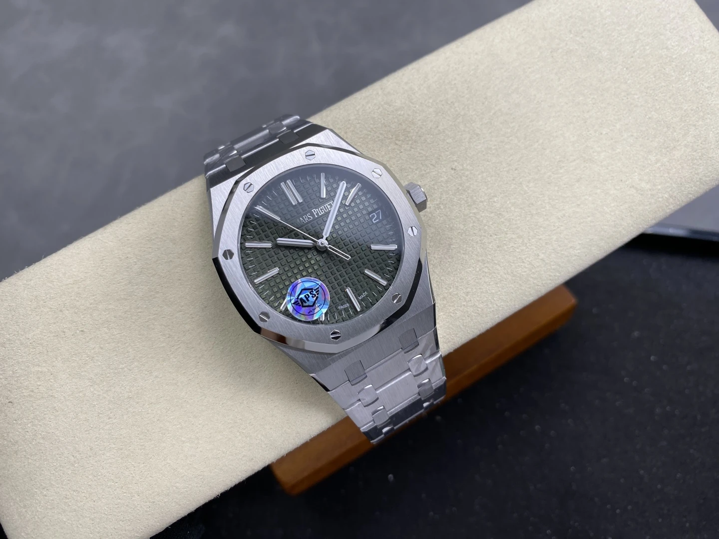 AP Royal Oak 41mm 15510ST SS APS Factory 1:1 Best Edition Green Dial on SS Bracelet SA4302 Super Clone 29 e15a63268900410 AMO Watch