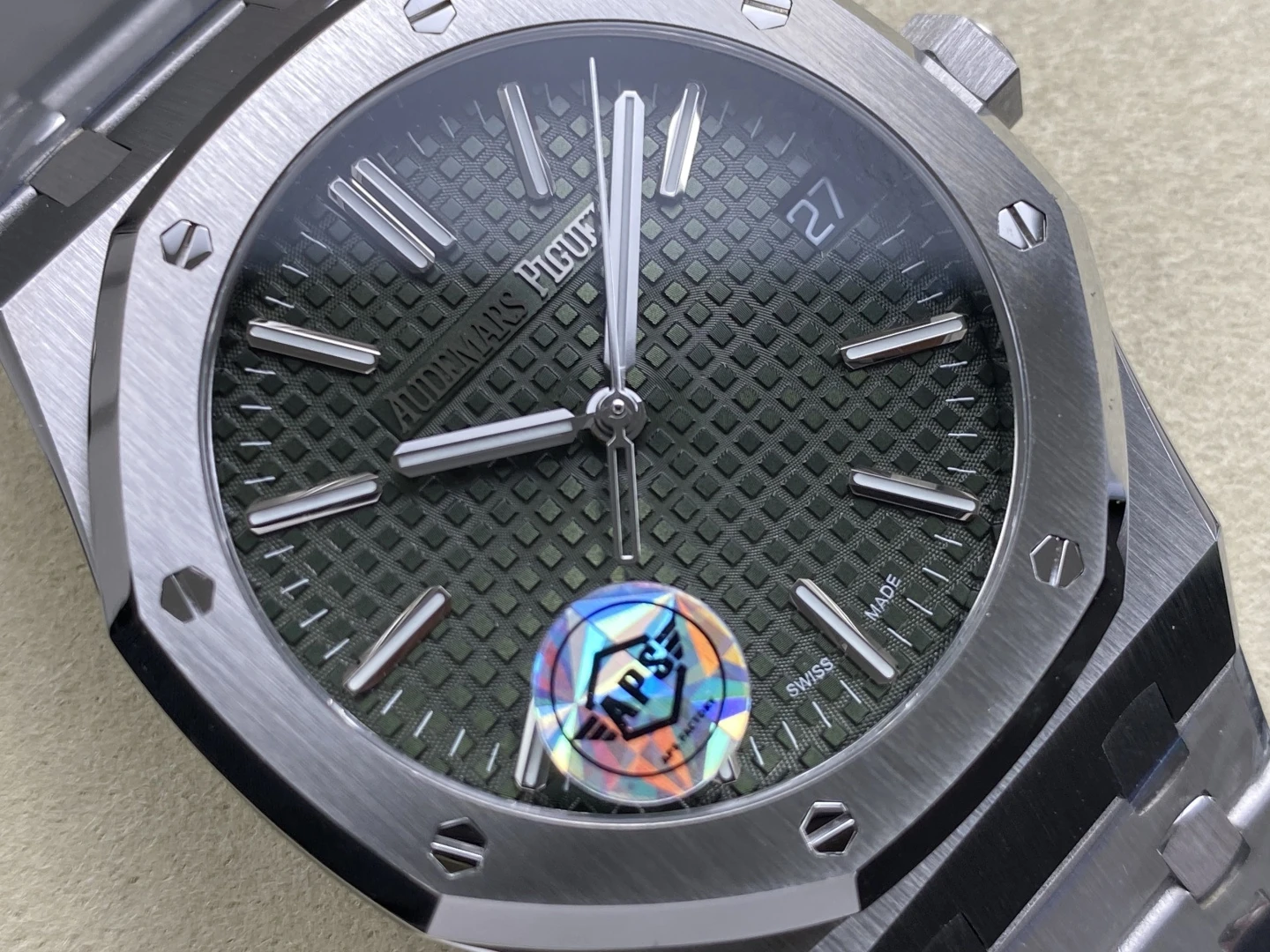 AP Royal Oak 41mm 15510ST SS APS Factory 1:1 Best Edition Green Dial on SS Bracelet SA4302 Super Clone 30 f3341b9ed646647 AMO Watch