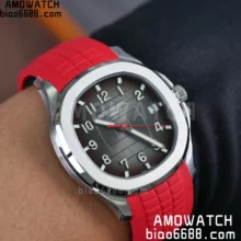 PP Aquanaut 5167 SS Singapore DDF 1:1 Best Edition Gray Dial on Red Rubber Strap DD324 V2