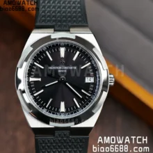 VC Overseas 4500V SS ZF 1:1 Best Edition Black Dial on Black Rubber Strap A5100