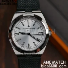 VC Overseas 4500V SS ZF 1:1 Best Edition Silver Dial on Black Rubber Strap A5100