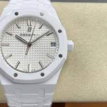 AP Royal Oak 41mm 15500 White Ceramic ZF 1:1 Best Edition White Dial on Ceramic Bracelet SA4302 Free Spring