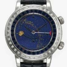 PP Grand Complications 6102 SS Diamonds Bezel PPF 1:1 Best Edition Blue Dial on Blue Leather Strap SA240 Super Clone
