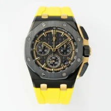 AP Royal Oak Offshore 26420 Black Ceramic DDF 1:1 Best Edition Black/YG Dial on Yellow Rubber Strap DD4401 Super Clone
