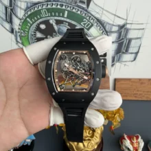 RICHARD MILLE RM055 Black Ceramic A9F 1:1 Best Edition RG Inner Bezel on Black Rubber Strap RMUL2 (Free Sprung)
